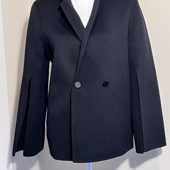 Alani the Grey Black Short Wool Cashmere feel Split Sleeves Coat NWOT Size Med - Picture 12 of 16